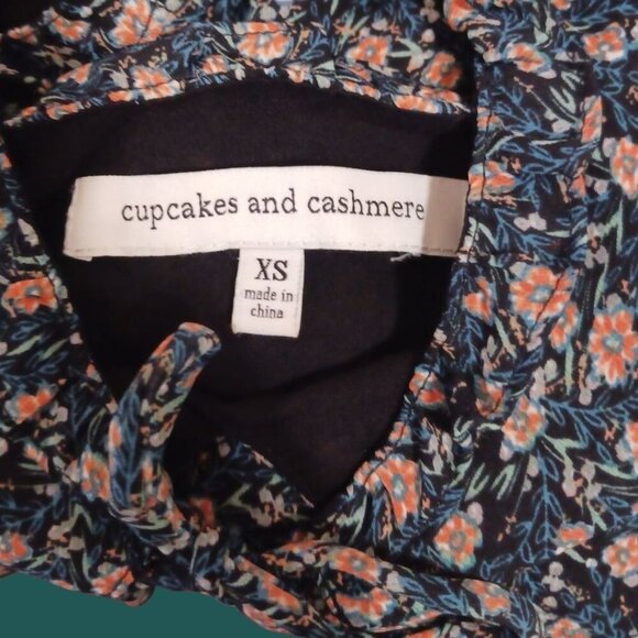 Cupcakes & Cashmere Azura  Floral Ruffle Mini Dress Black & Peach Xsmall - Picture 3 of 16